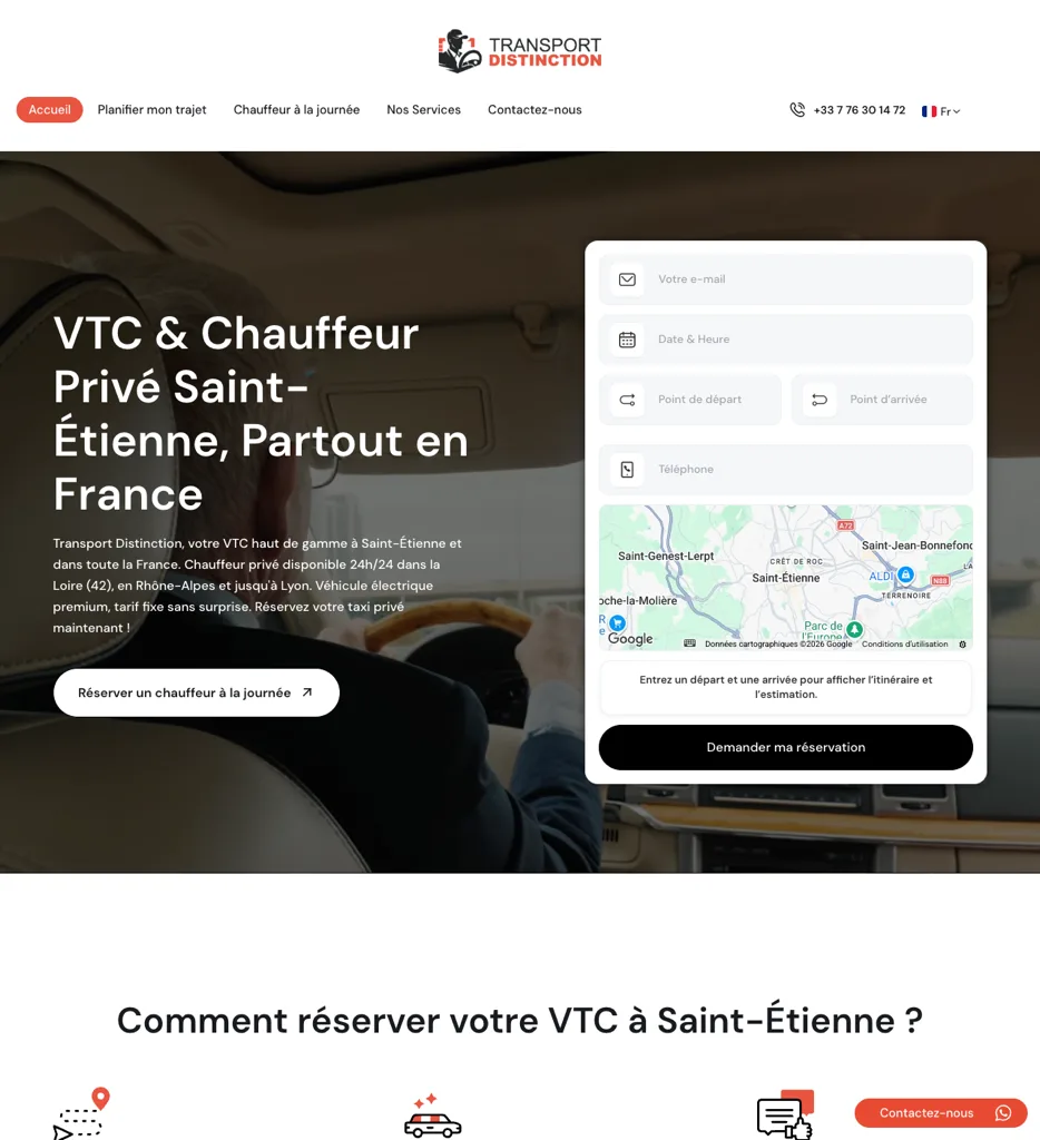 Site Transport Distinction réalisé par Widesign