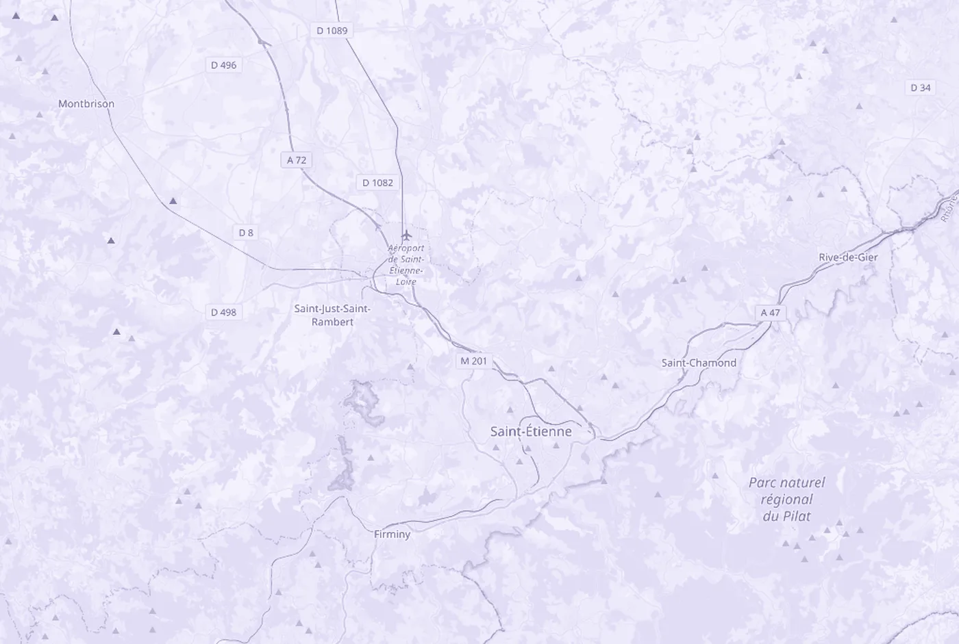 Carte de la Loire Sud autour de Saint-Étienne