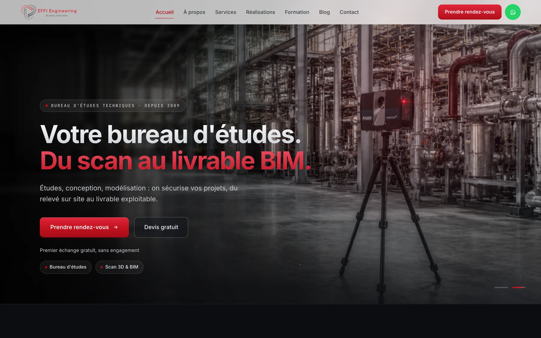 Nouveau site d’EFFI Engineering, refait par Widesign