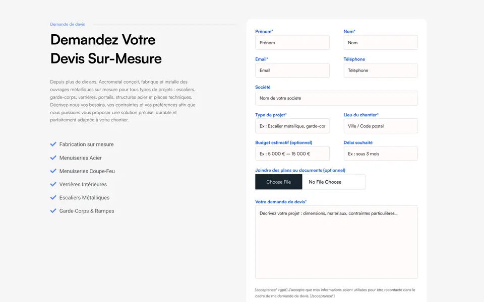 Section du site Accrometal