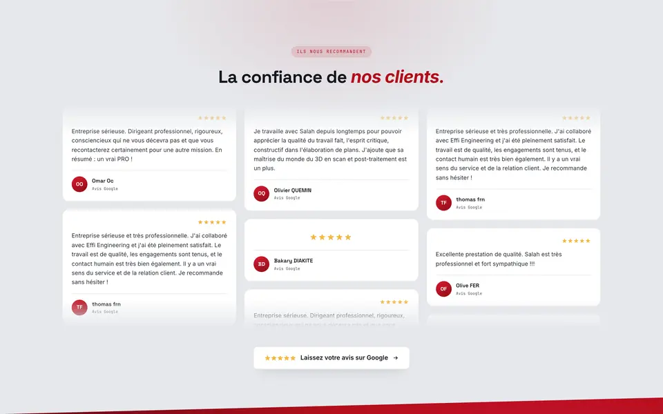 Section du site EFFI Engineering