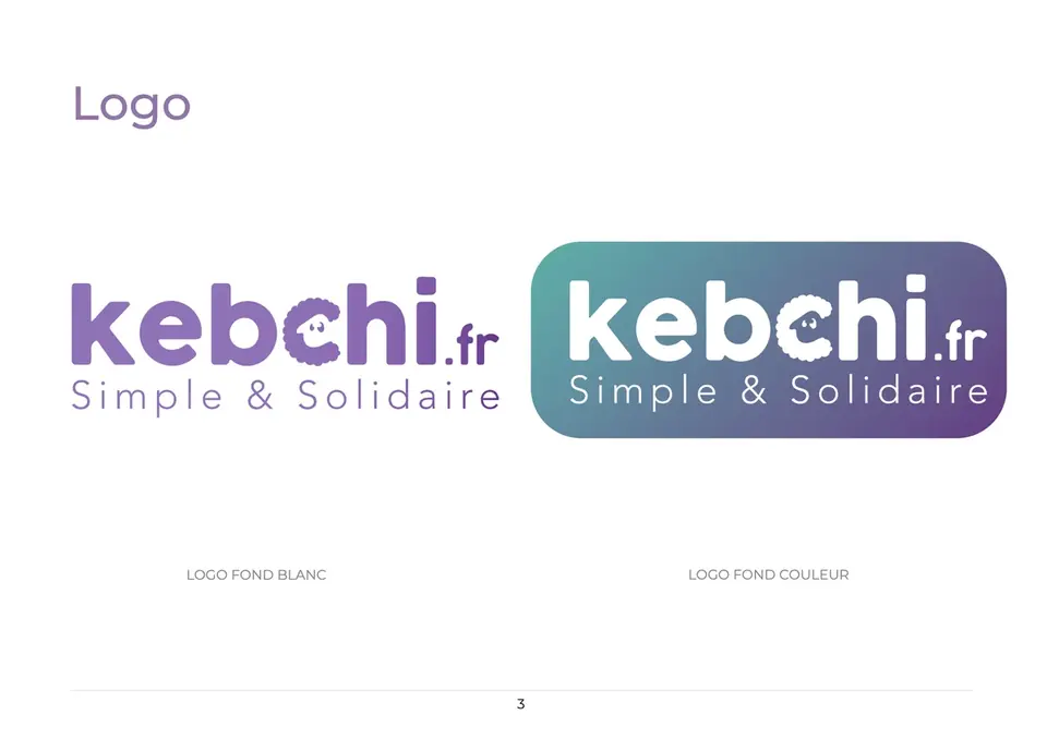 Logo Kebchi sur fond blanc et sur fond couleur